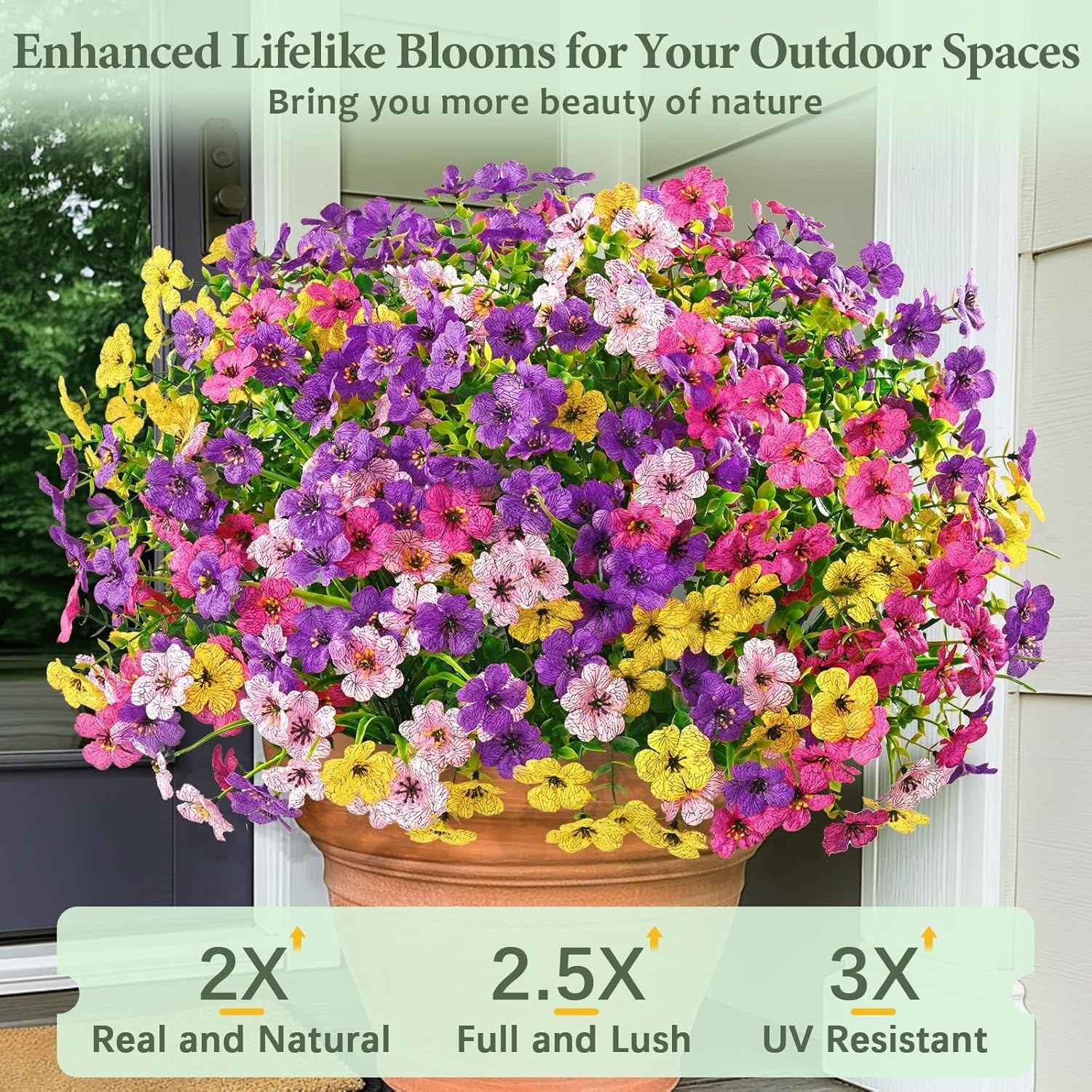 24 Bundles Artificial Flowers for Outdoors, UV Resistant Artificial Outdoor F…
