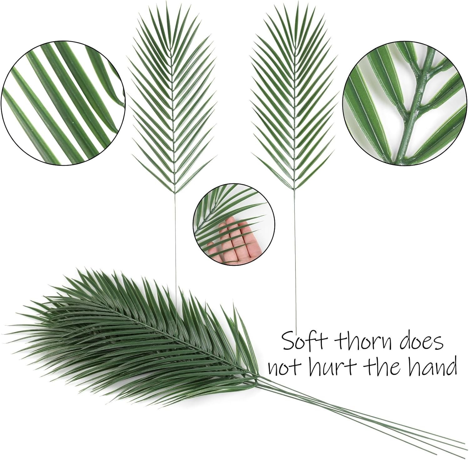 CCINEE 16 PCS Artificial Palm Leaves, Faux Large Palm Fronds Fake Tropical Plant