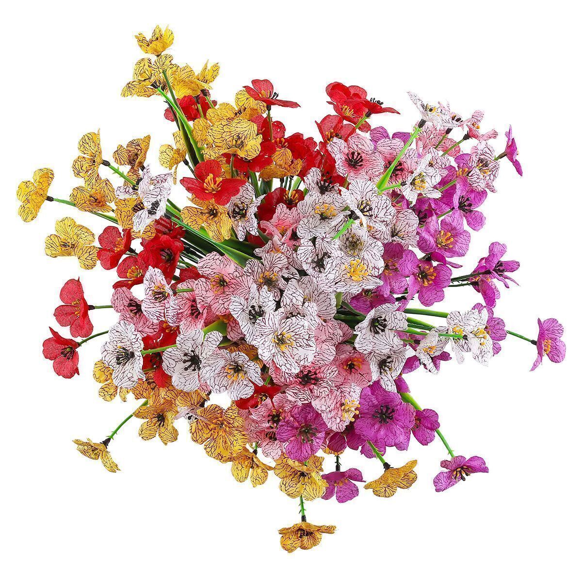 2-8 Bundles Artificial Flowers Outdoor UV Resistant Plastic Plant Silk Flower US
