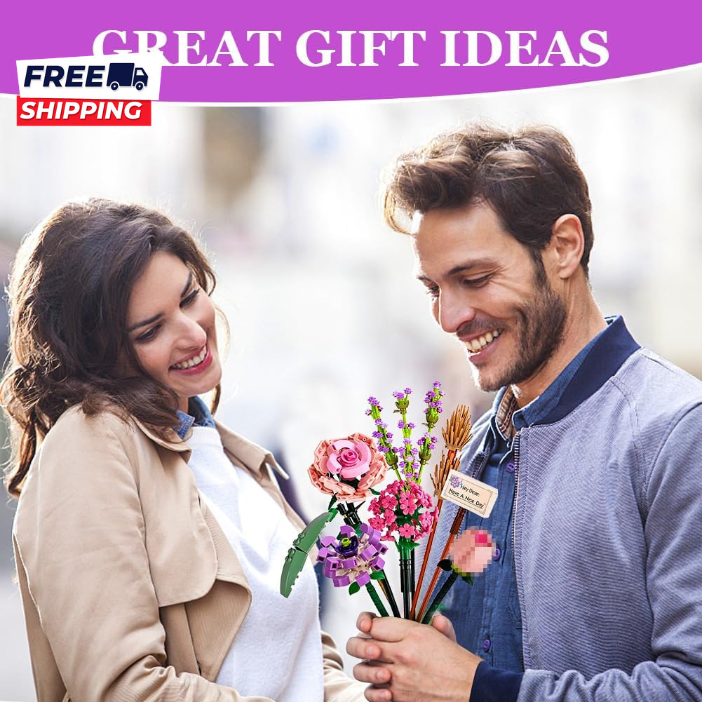Mini Bricks Flower Bouquet Building Sets Artificial Flowers DIY Unique Decorat