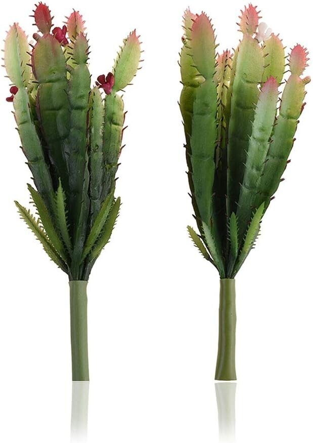 2 PCS Mini Artificial Succulents Plants Unpotted Faux Cactus Fake Succulent