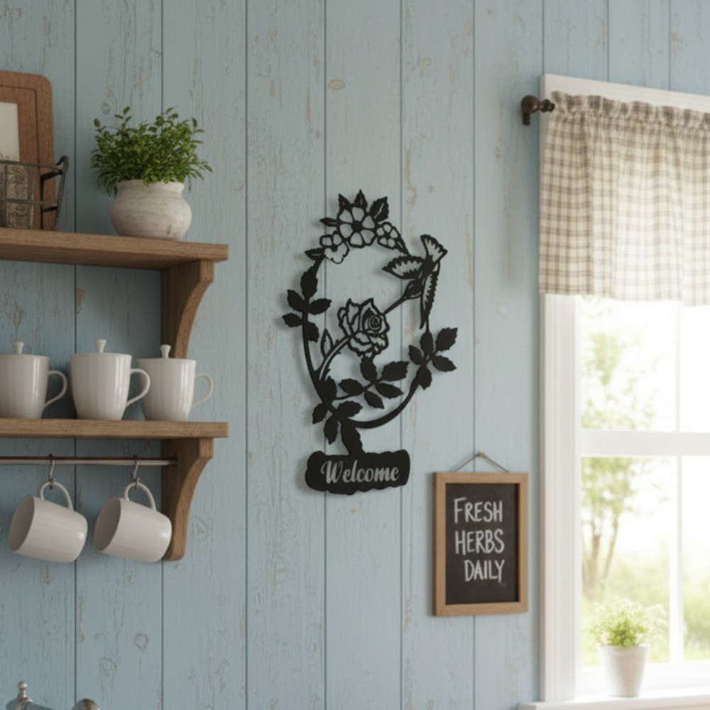 Farmhouse Floral Bird Welcome Wall Art Print Spring Decor Housewarming Gift