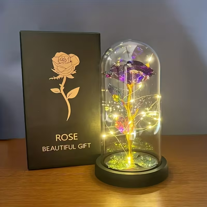 Valentines Day Rose Gifts for Her Women Birthday Gift Galaxy Glass Rose in Glass