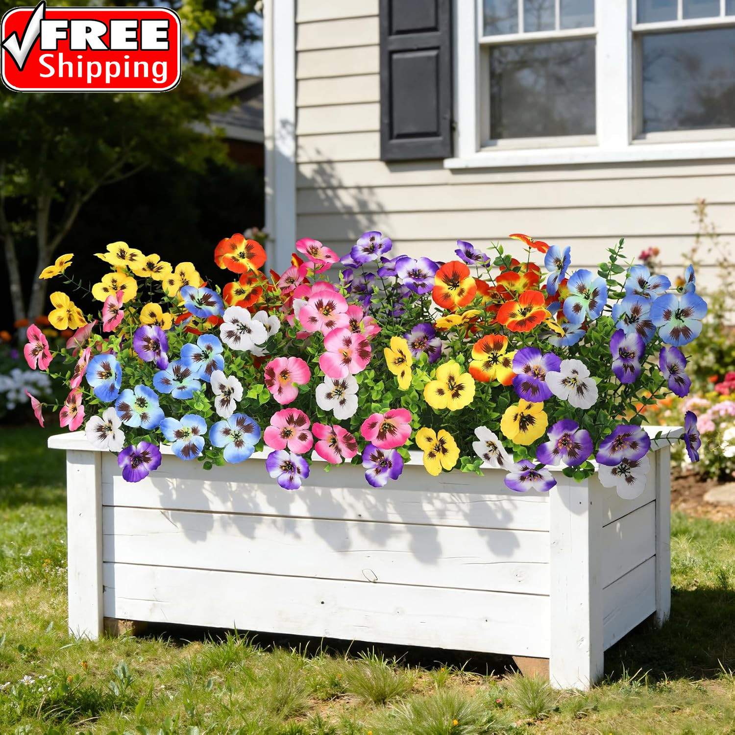 20 Bundles Artificial Pansy Flowers for Outdoors, Mixedcolor | Fake Pansies Silk