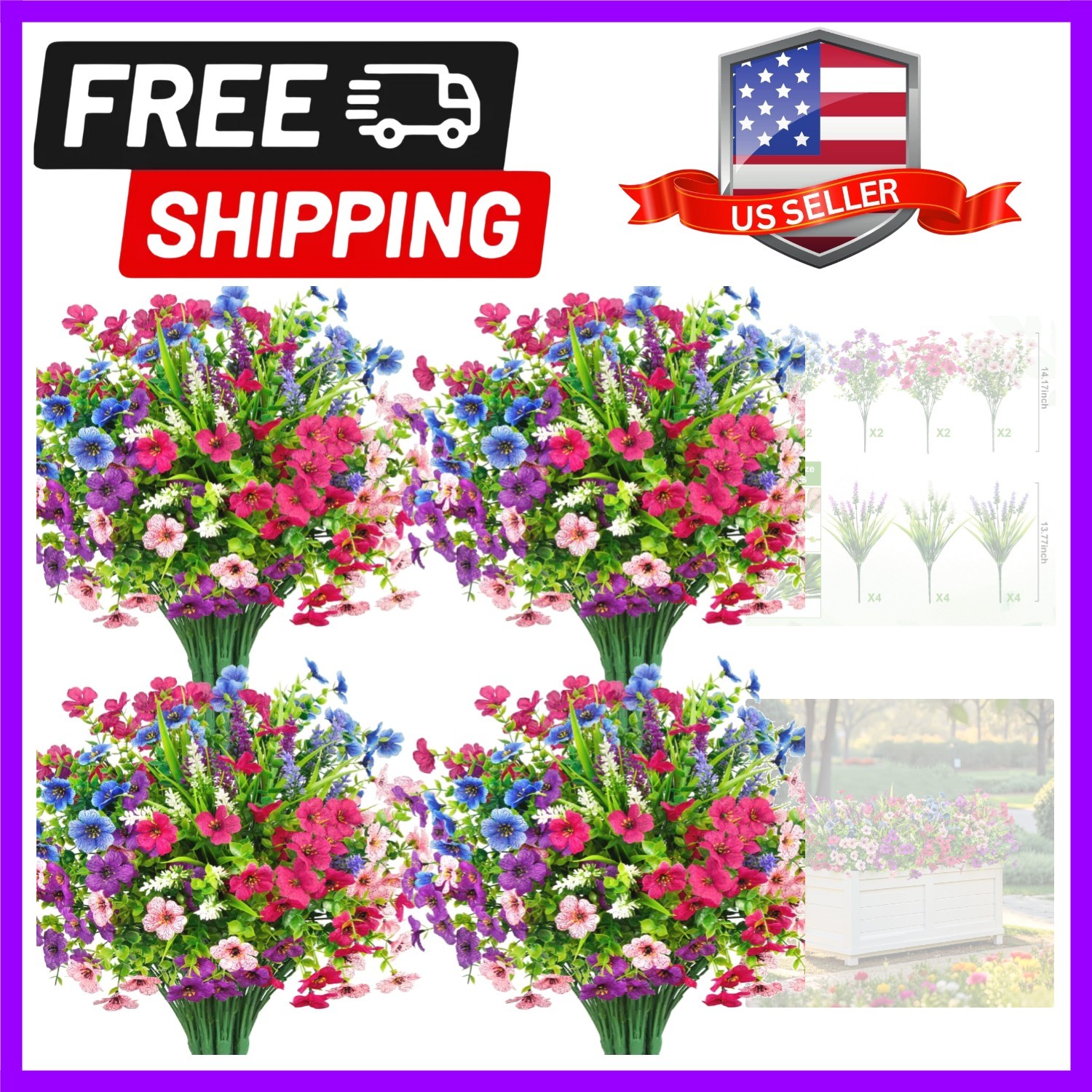 Mixed Artificial Plants Set: 20 Maintenance-Free Flowers for Indoor & Outdoor