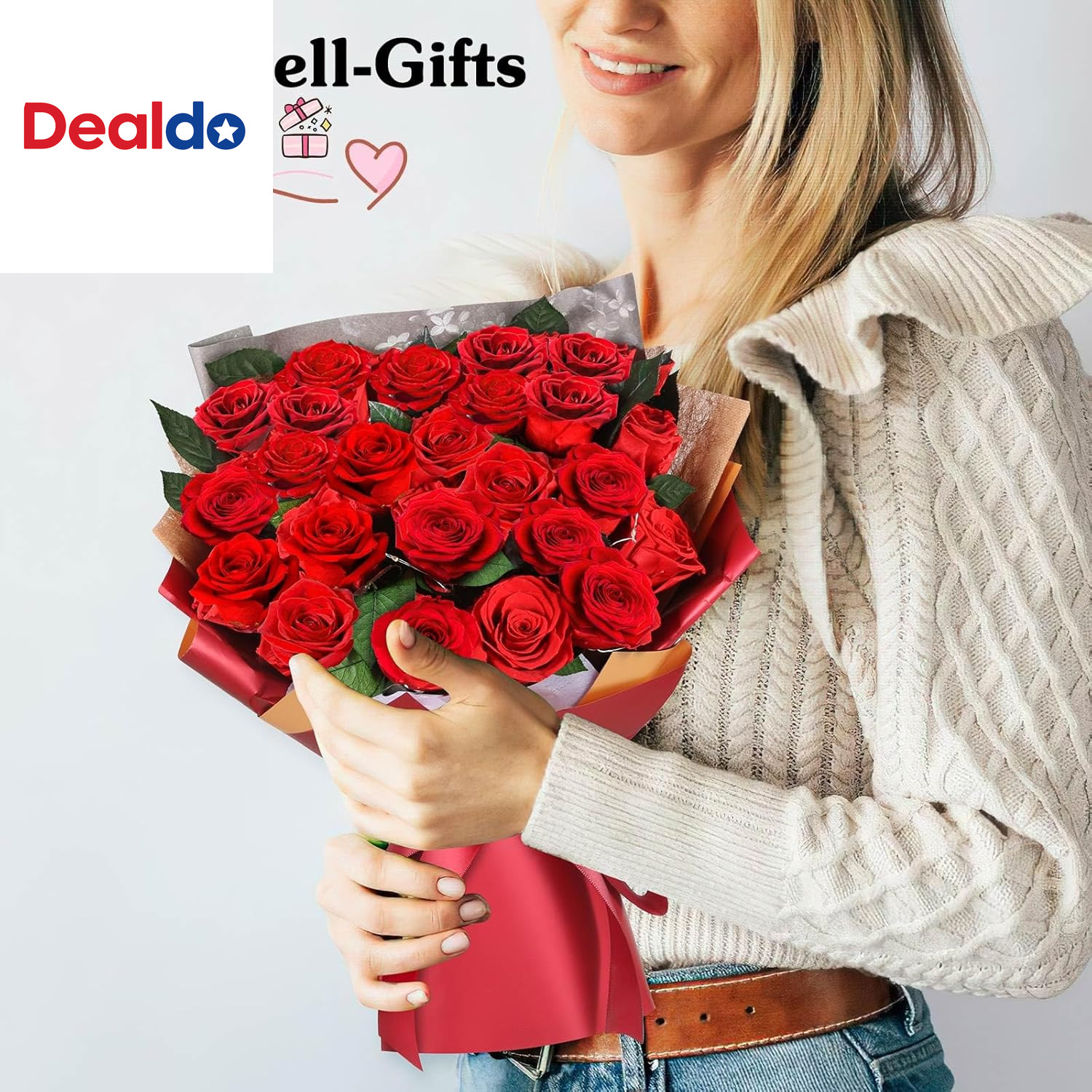 24 Preserved Real Red Rose Bouquet Long-Lasting Flowers for Her and Romantic Gif
