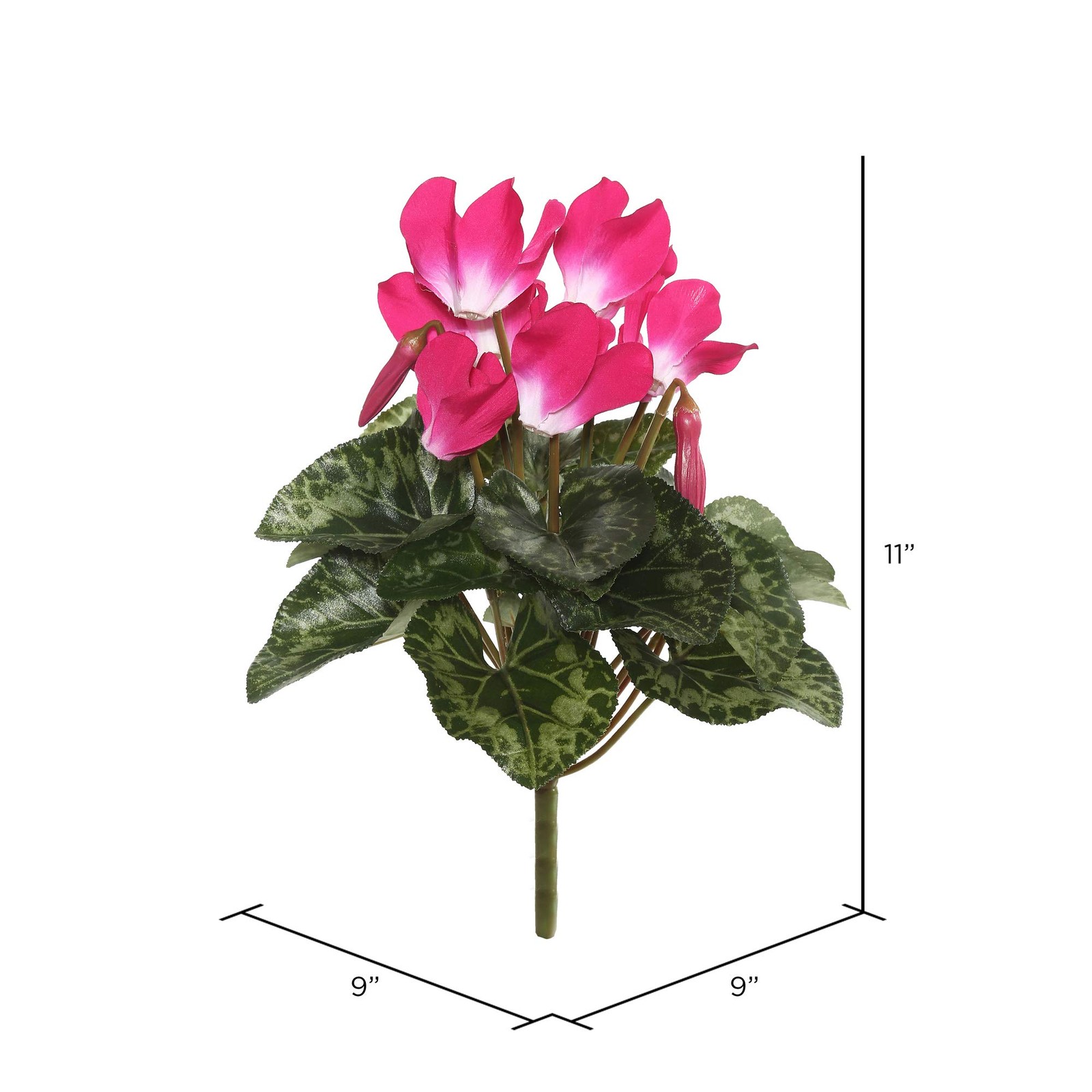 Vickerman 11″ Contemporary Fabric Artificial Cyclamen Bush in Beauty Pink