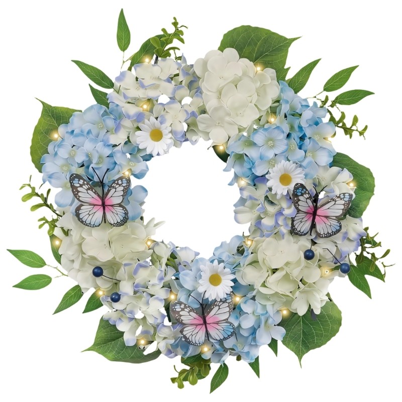 Realistic Artificial Hydrangea Flower Wreath for Front Door Wedding Party