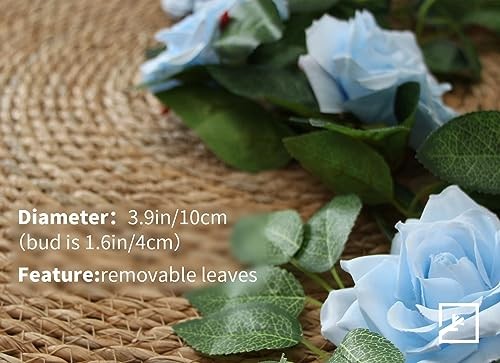 ZIFTY 5Pcs 32.5FT Blue Rose Garland Fake Flower Vines Faux Artificial Floral