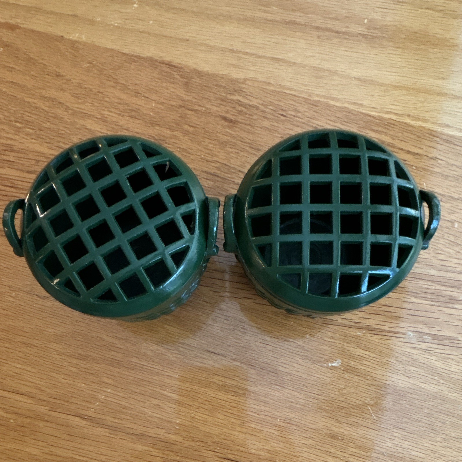 Dept 56 Cast Iron Flower Frogs. Set of 2. Basketweave pattern.