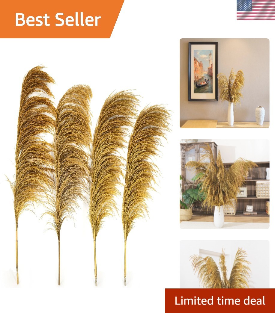 Golden Pampas Grass Decor Tall,Dried Pampas Grass, Pompas Floral for Vase, El…