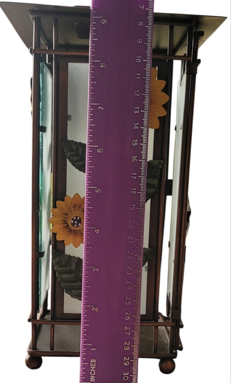 Sunflower Glass Panel Lantern – Yellow & Green Decorative