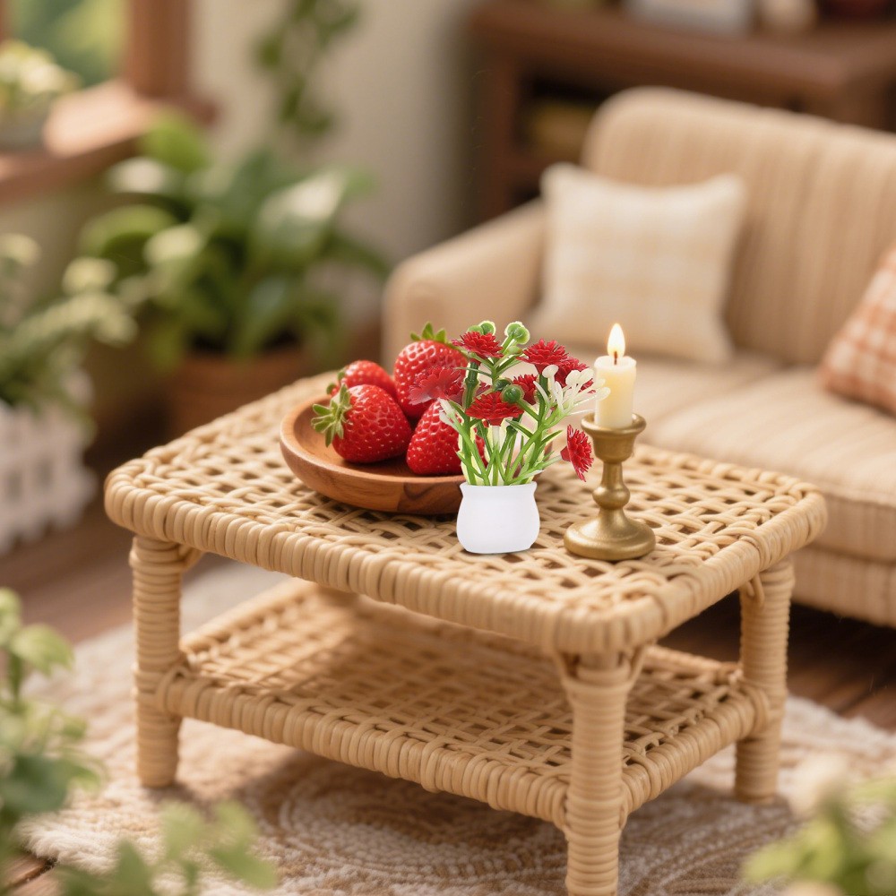 5pcs Mini Flower Pot Set with Artificial Flowers for Dollhouse and Fairy Garden