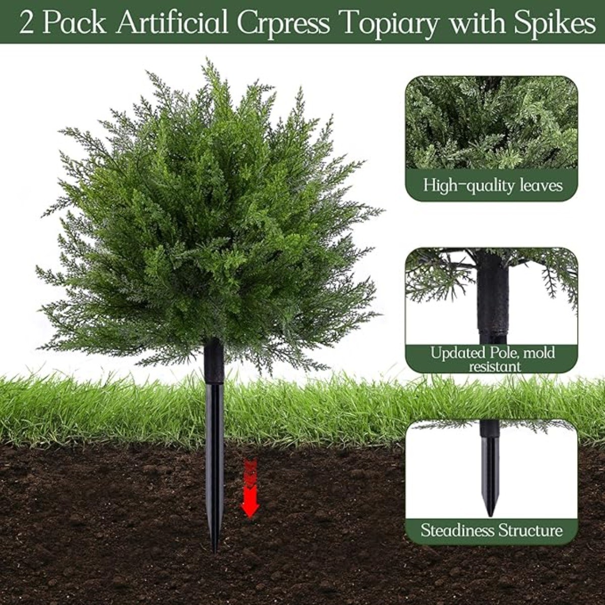 2Pc Artificial Cypress Topiary Tree Fake Faux Cedar F Porch Outdoor UV Resistant