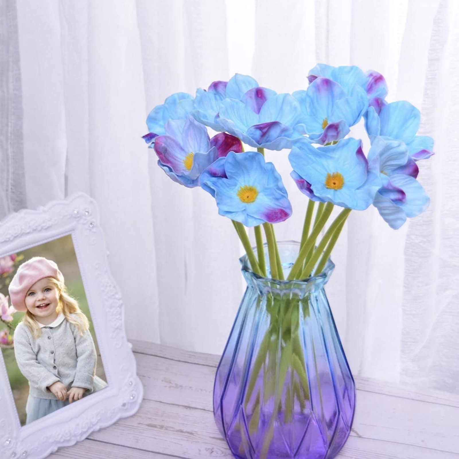 Artificial Poppy Flowers 20PCS Realistic Fake Poppies with Bendable Stems 14″