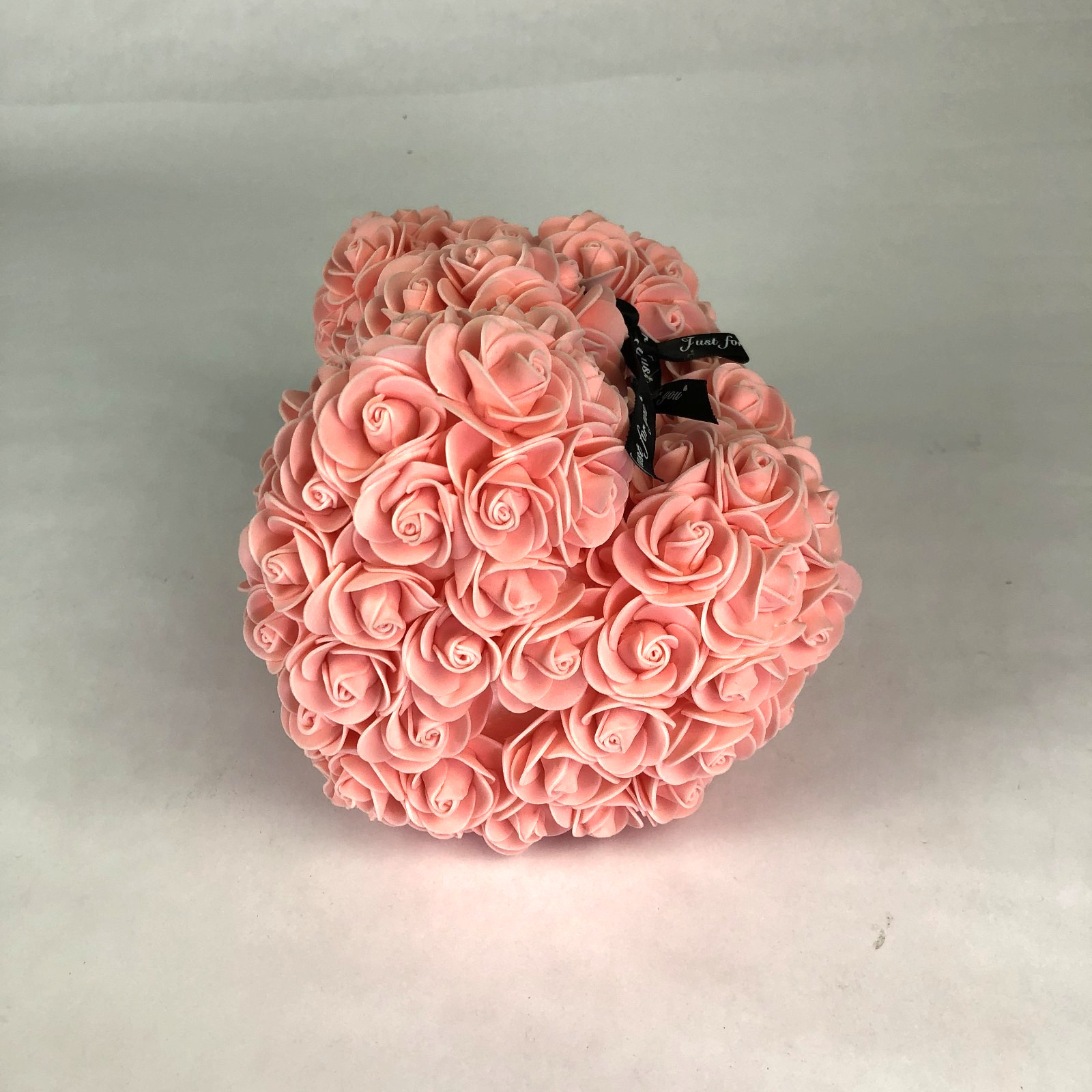 Valentines Day Gift Peach Foam Rose Bear 9.5″ Flower Teddy Decor Birthday Anniv.