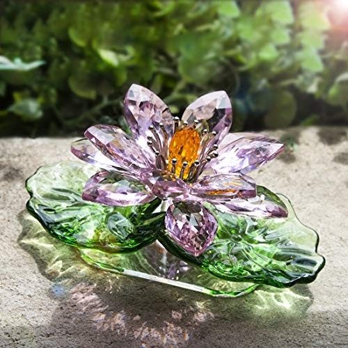 Pink Sparkle Crystal Lotus Flower – Feng Shui Home Decor, Gift Boxed, Glass Art