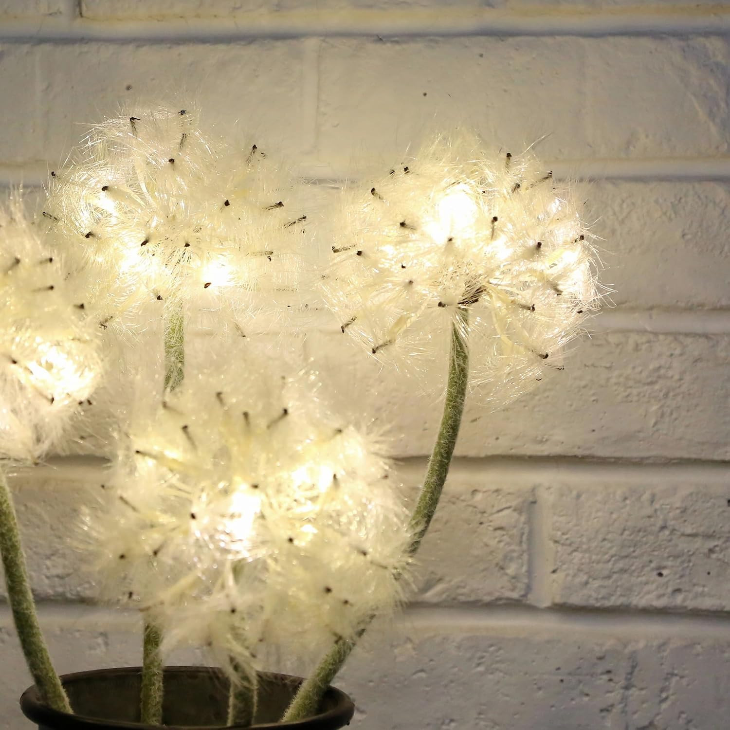 LED Dandelion Flowers with Timer – 4 Pcs Faux Decor for Christmas Home