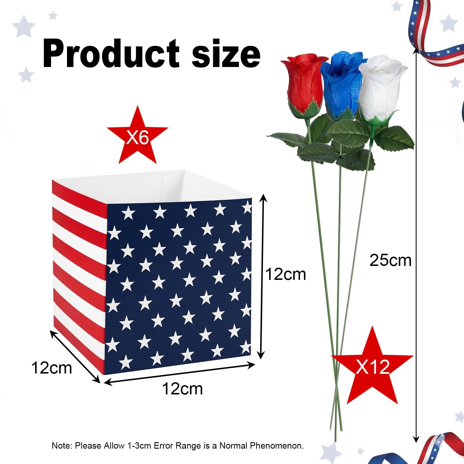Red White and Blue Patriotic Table Centerpiece Decor American Flag Box Decora…