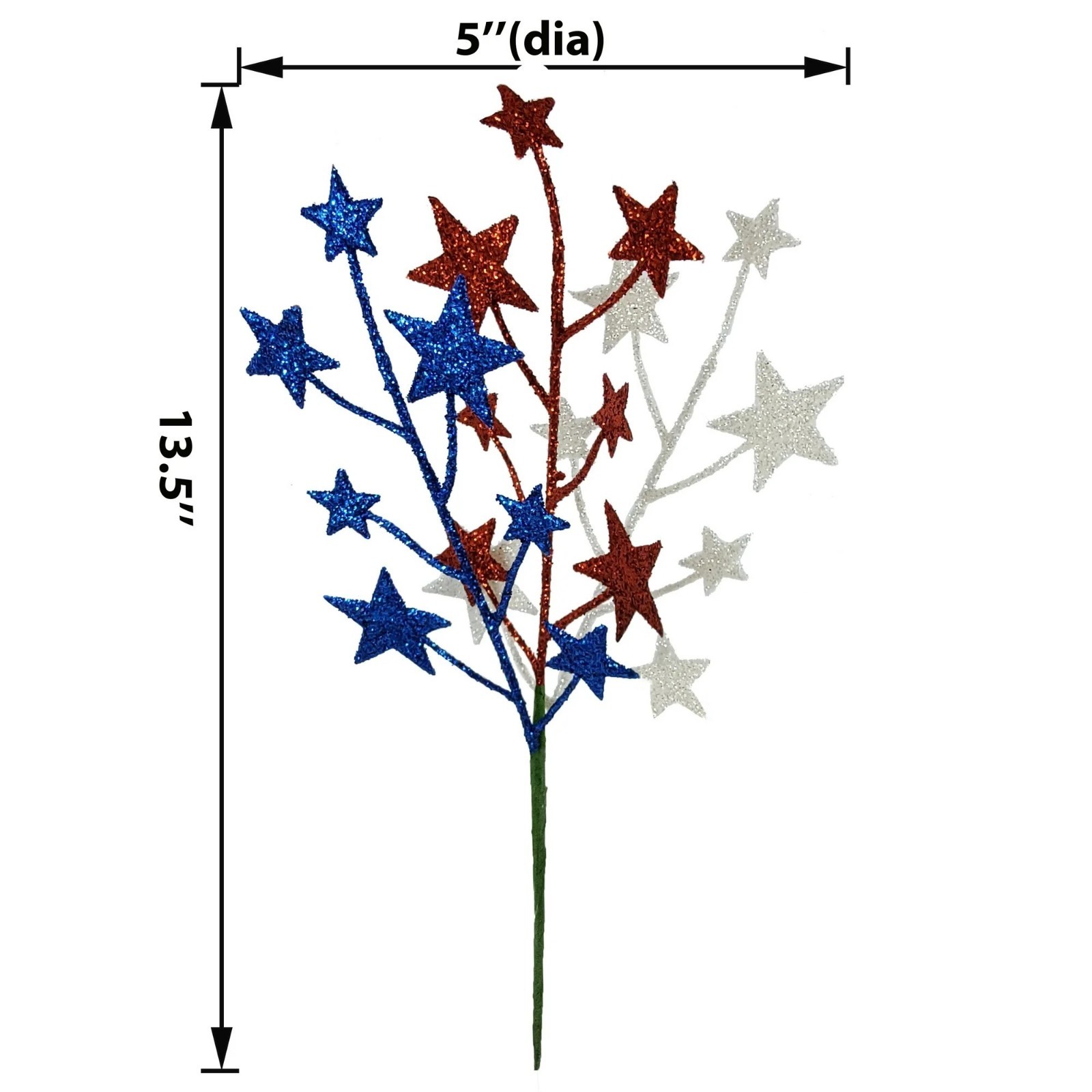 Mainstays 14 inches Indoor Artificial Star Glitter Pick, Red, Blue & White _