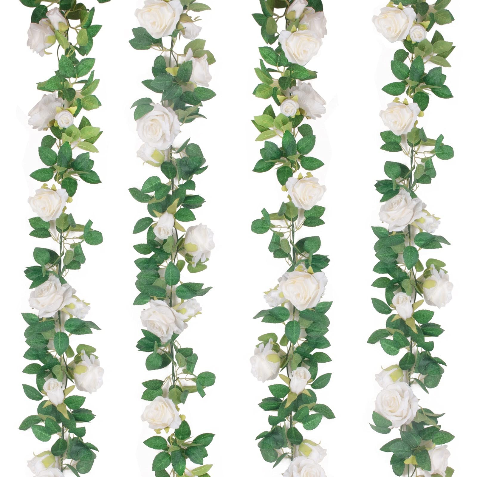 TELDRASSIL 4Pcs26 FT Artificial Rose Vine Fake Flower Garland Fake Silk Rose …