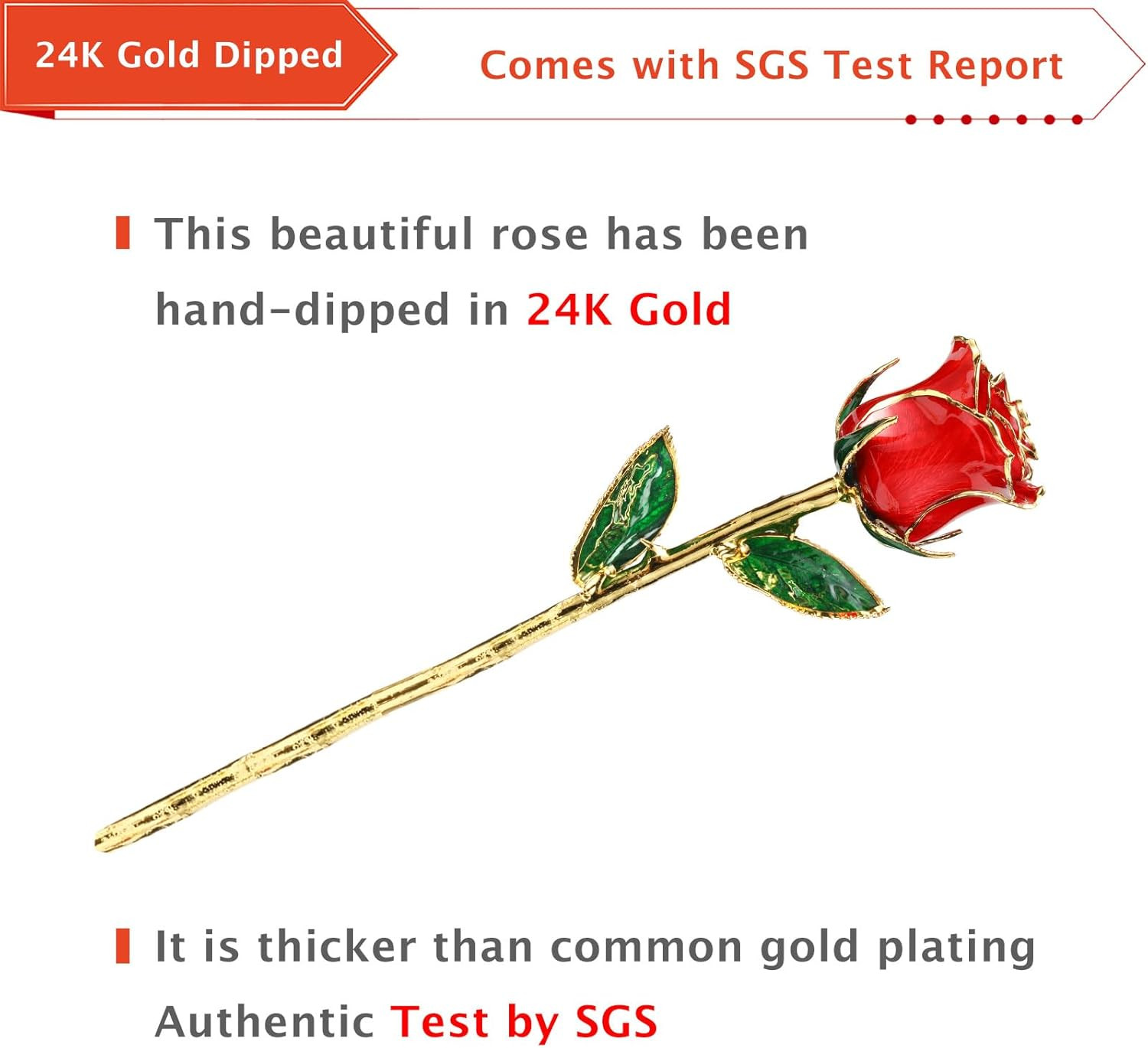 24K Gold Dipped Rose Gift Set with Crystal Vase for Her