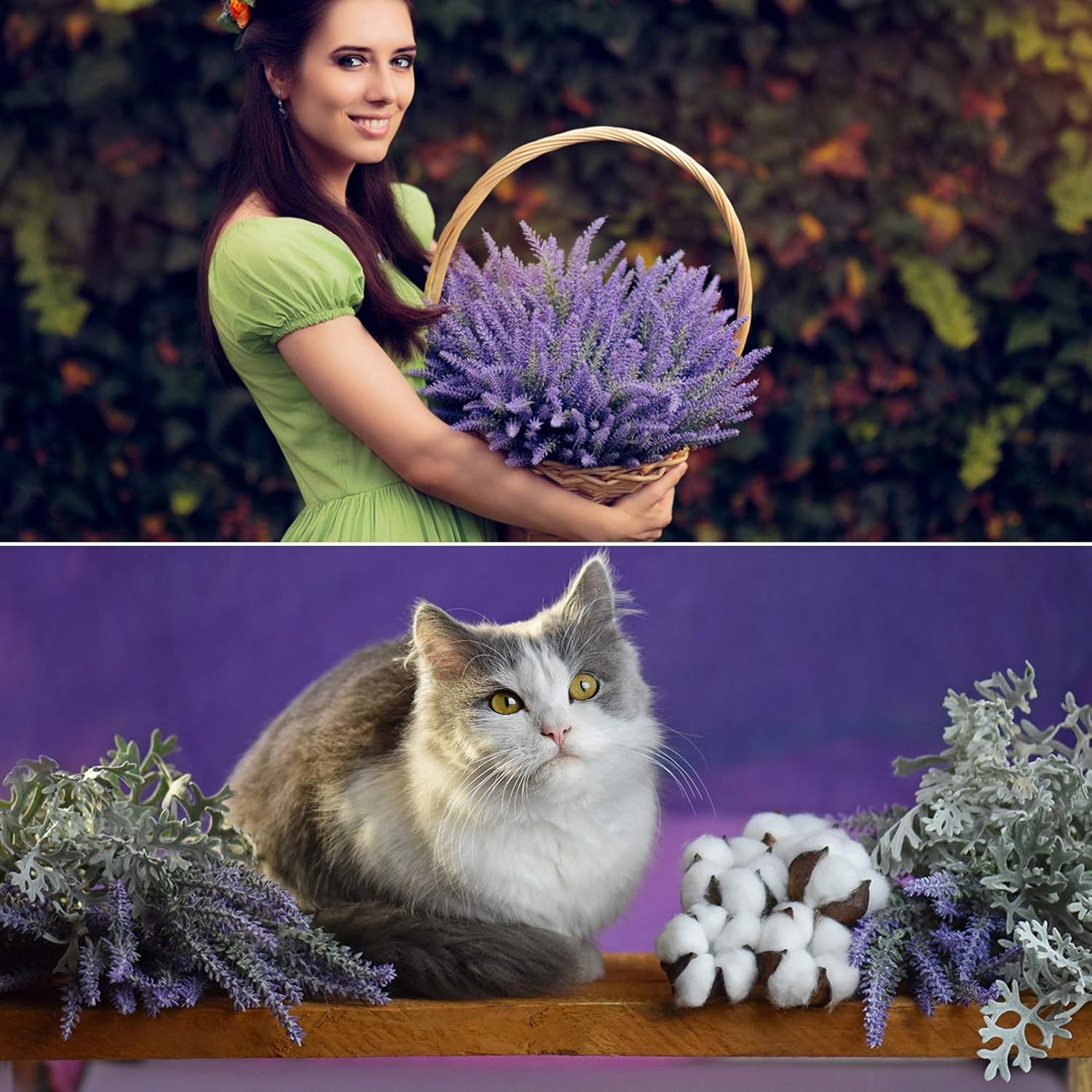 10PCS Purple Artificial Lavender Flowers Faux Plants for Indoor & Outdoor Decor
