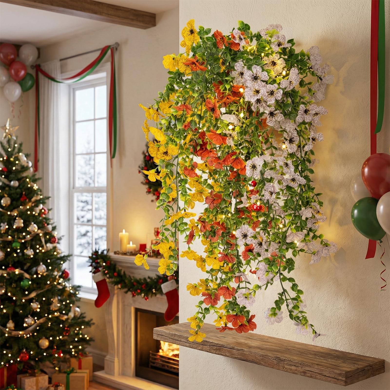 6Pcs Mix Color Artificial Flowers for Outdoors Hanging Flowers Plants for Spr…