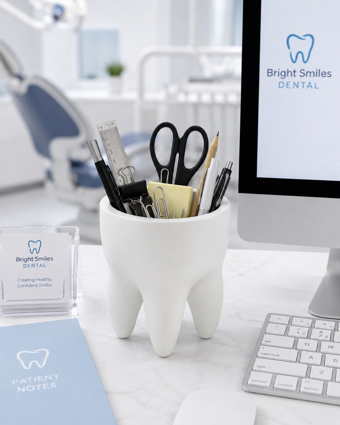 Tooth Shaped Holder Dental Office Decor Candy Bowl Pen Cup Planter 3D Printed