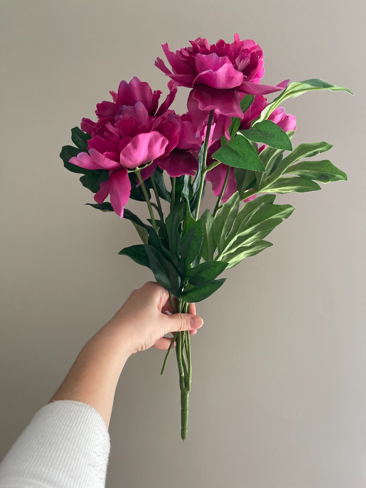 Purple Rose Peony, Faux Silk Floral Spray Bush, Artificial Bouquet, 20″ Height