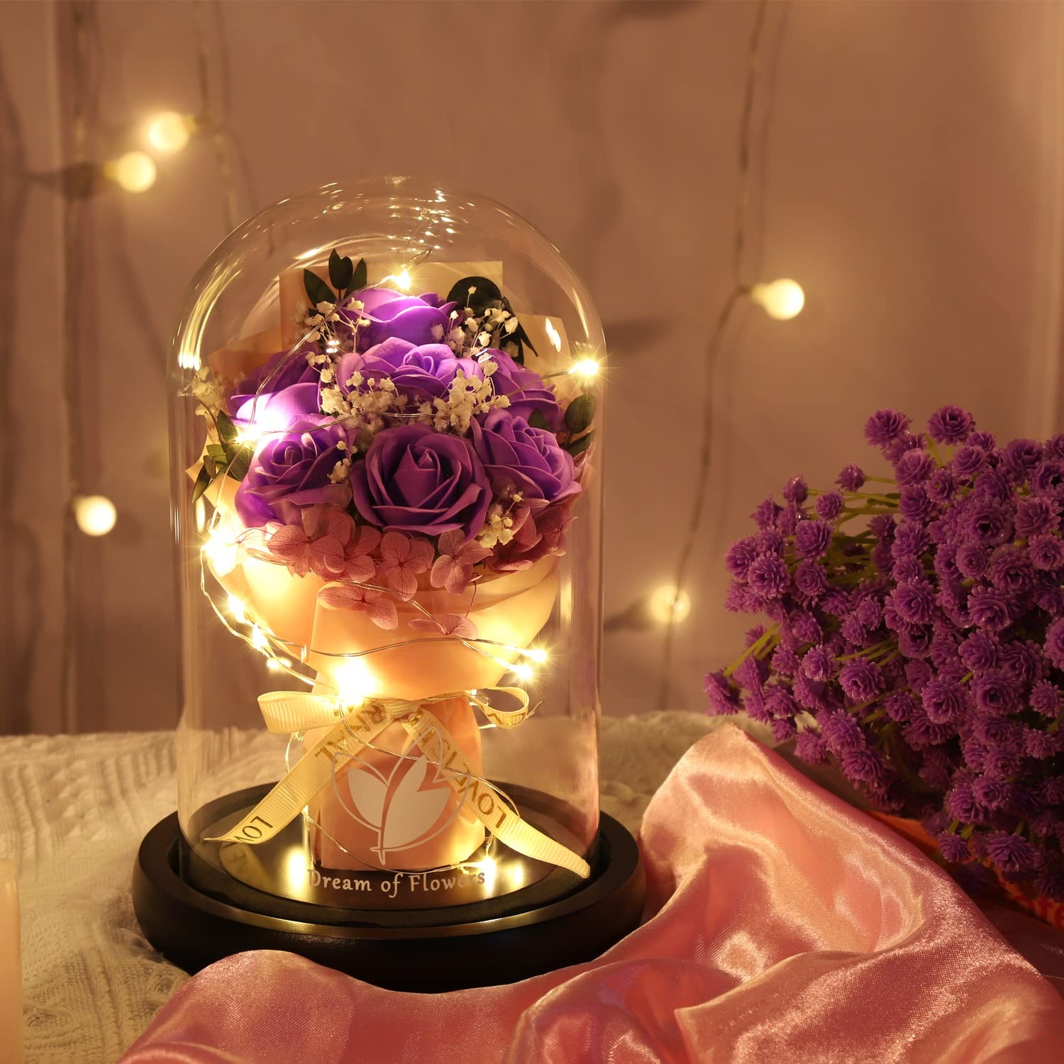 Purple Artificial Flower Gift For Mom Valentine’s Day Birthday Christmas Gifts