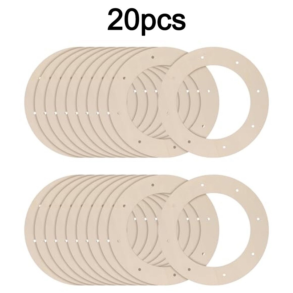 Wooden Wreath Frames 20 Pack Shape with Holes for Craft Projects