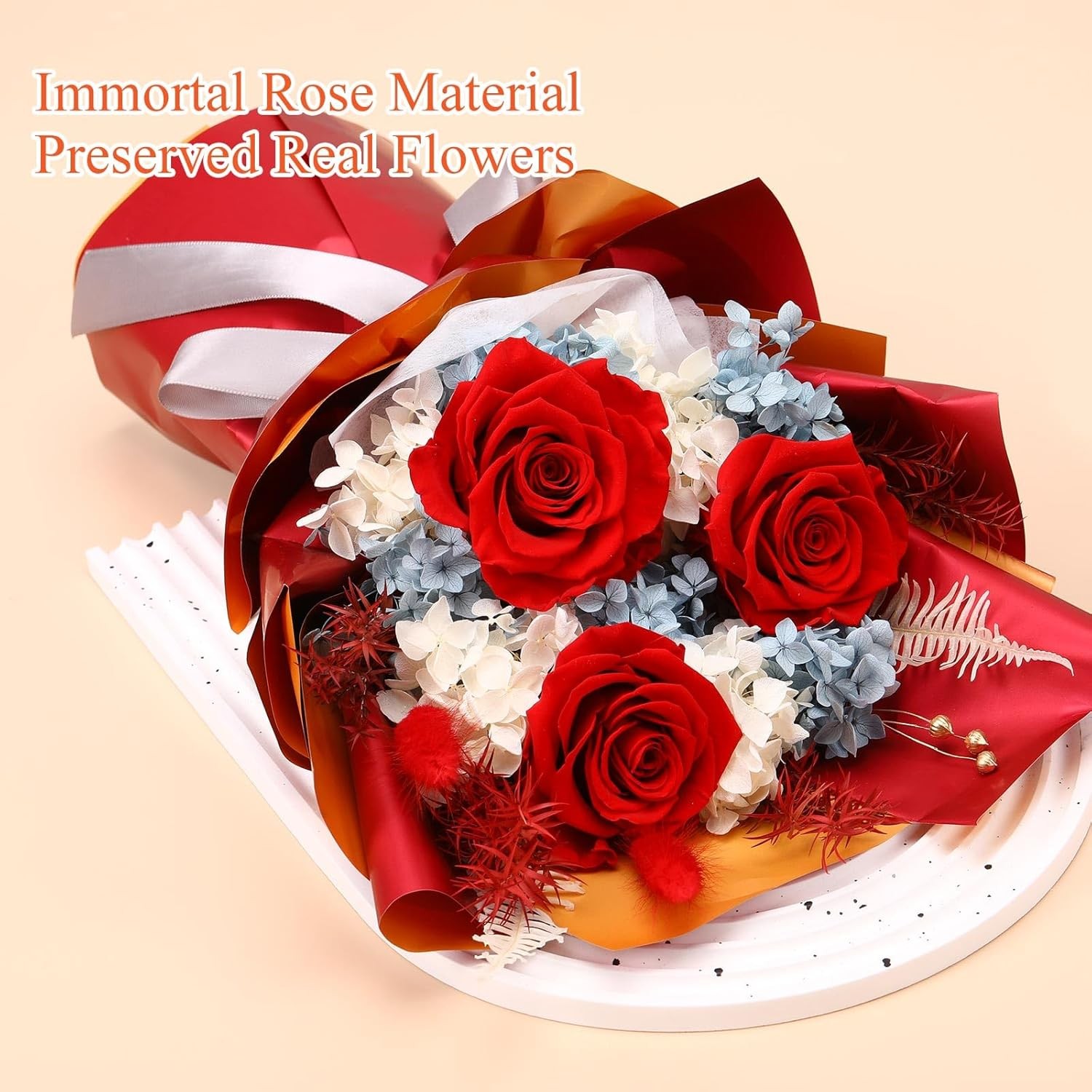 Preserved Red Flower Bouquets Long Lasting Forever Flowers for Sale Delivery