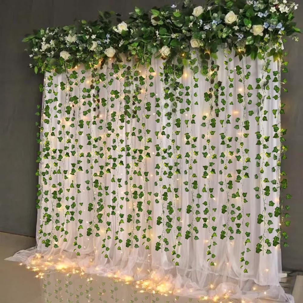 10 Hooks LED Light String Garland: 118-Inch Artificial Ivy for Party & Home