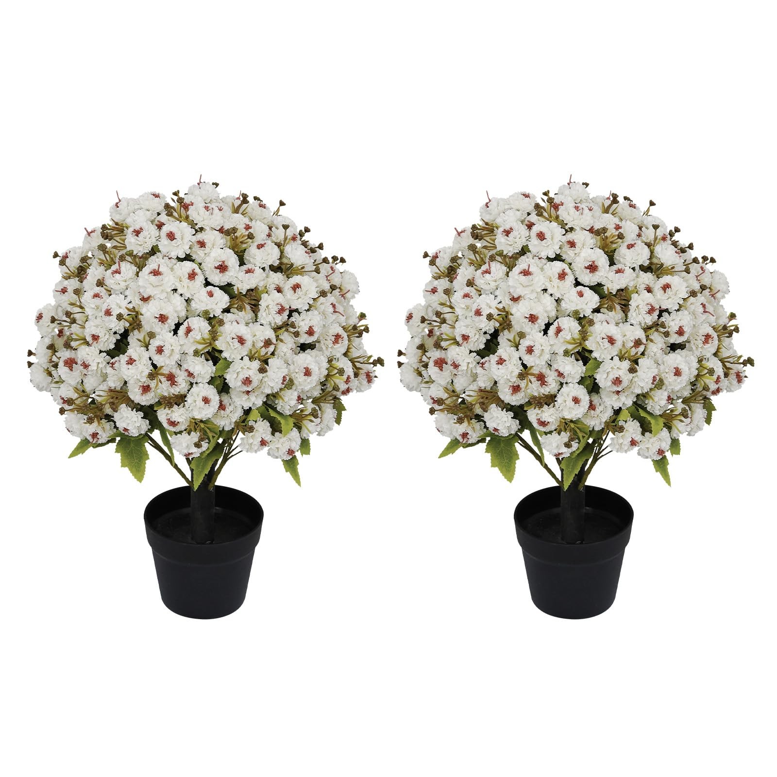 24” Artificial Flowers for Outdoors, Set of 2- UV Resistant Look Real Faux Wh…