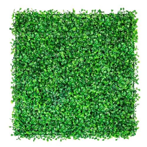 12Pcs Green Artificial Plant Hedge Wall Panels 10×10 PE Material Indoor Outdoor