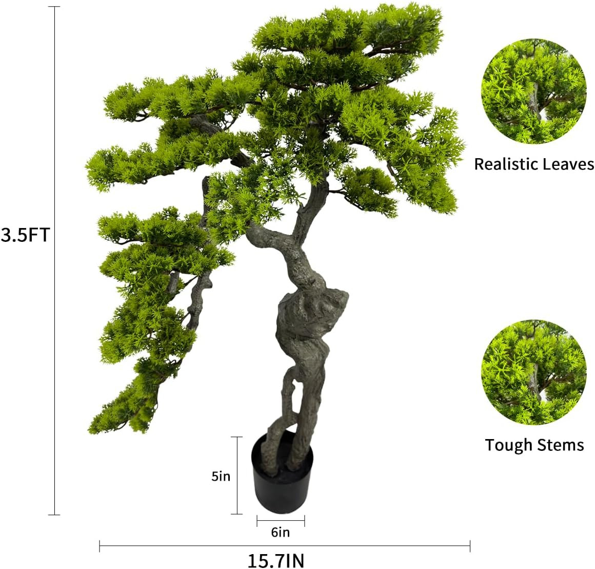 3.5Ft Artificial Juniper Bonsai Tree – Faux Plant for Home & Office Decor