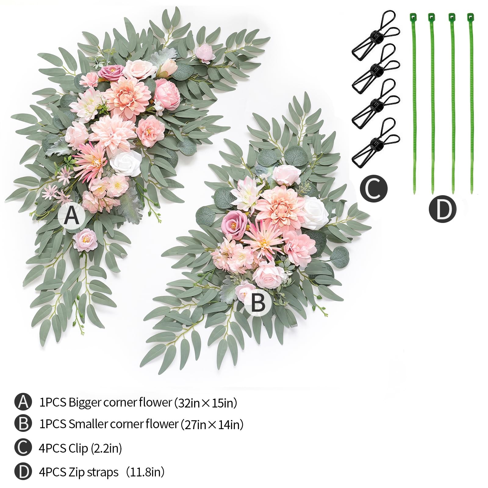 Artificial Wedding Arch Flowers Kit(Pack of 2) for Wedding Arch, Bridal Showe…