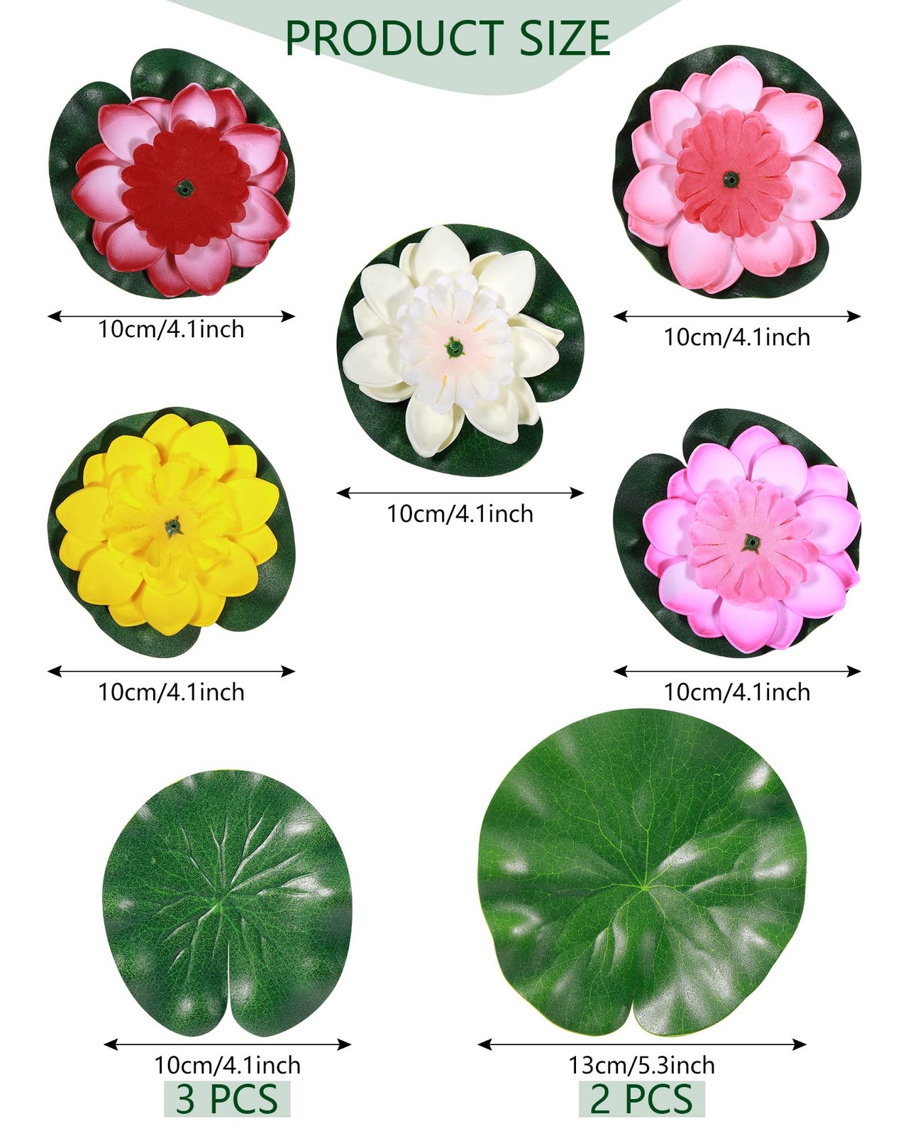 22 Pcs Artificial Floating Lotus Flowers with Frog Figures for Garden Decor