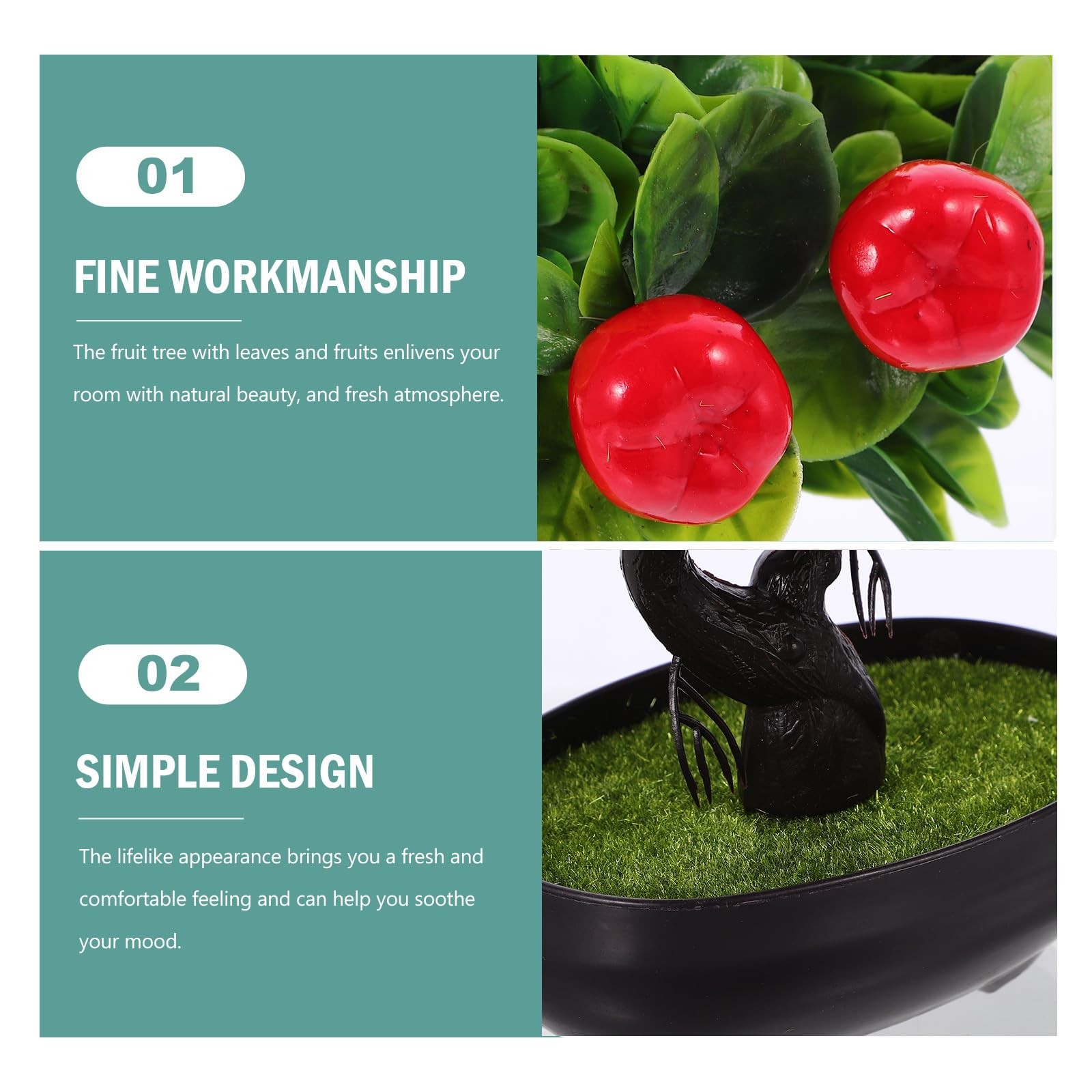 Faux Fruit Tree with Artificial Potted Bonsai 11.81X10.23X3.34In Realistic Si…