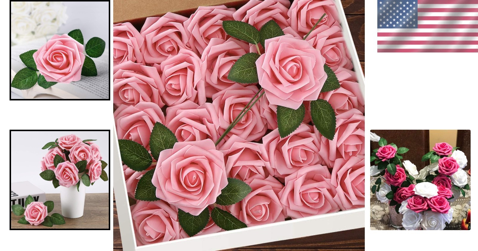 25pcs Realistic Pink Foam Roses – Eco-Friendly Artificial Flowers for Weddings