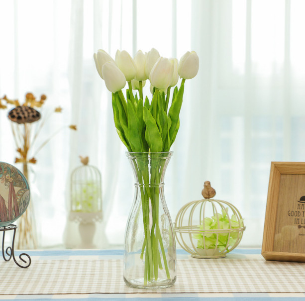 10 PACK White Artificial Tulip Fake Flowers Real Touch Pop Wedding Home Decor US