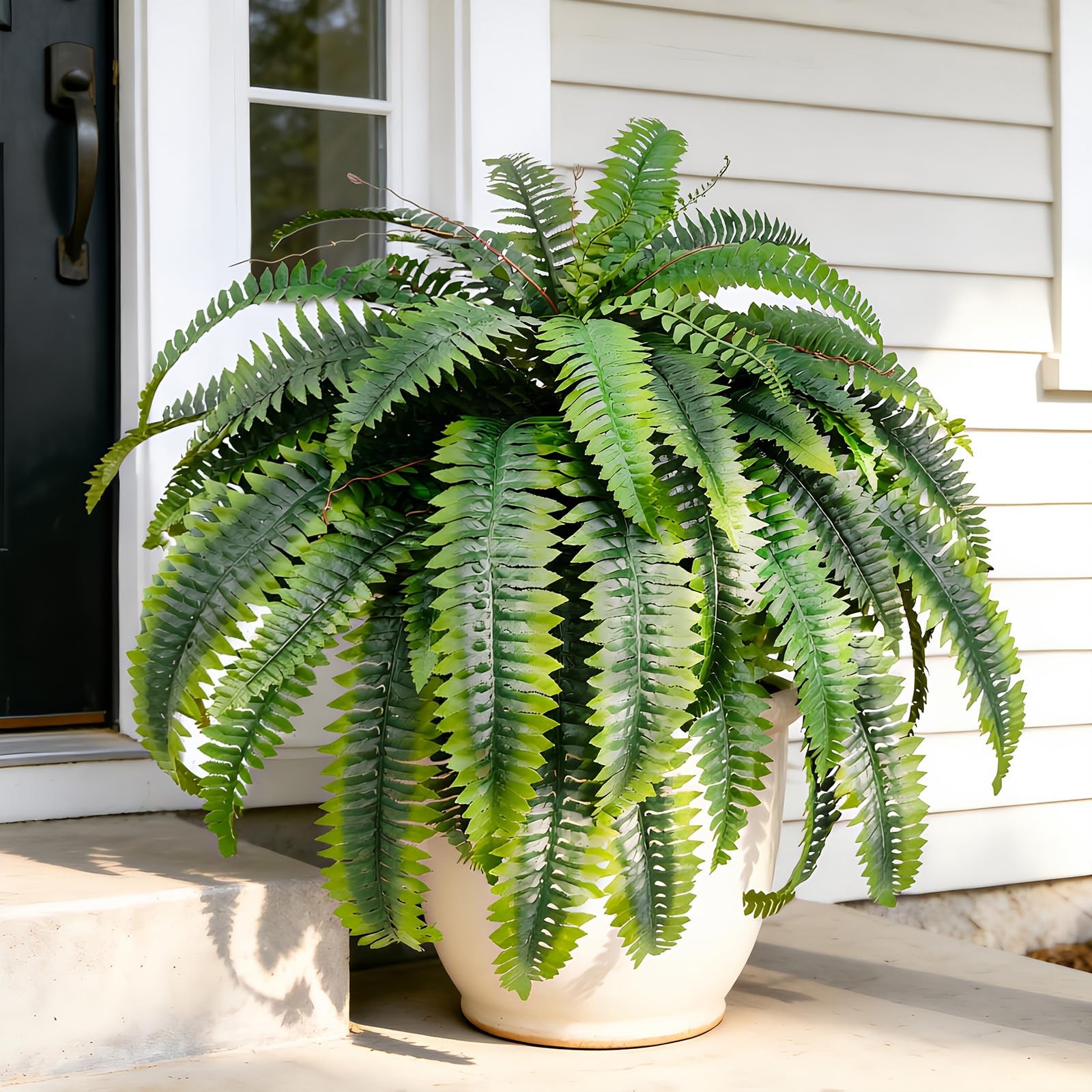 2PCS 50” Artificial Boston Ferns – UV Resistant Outdoor Indoor Fake Plants