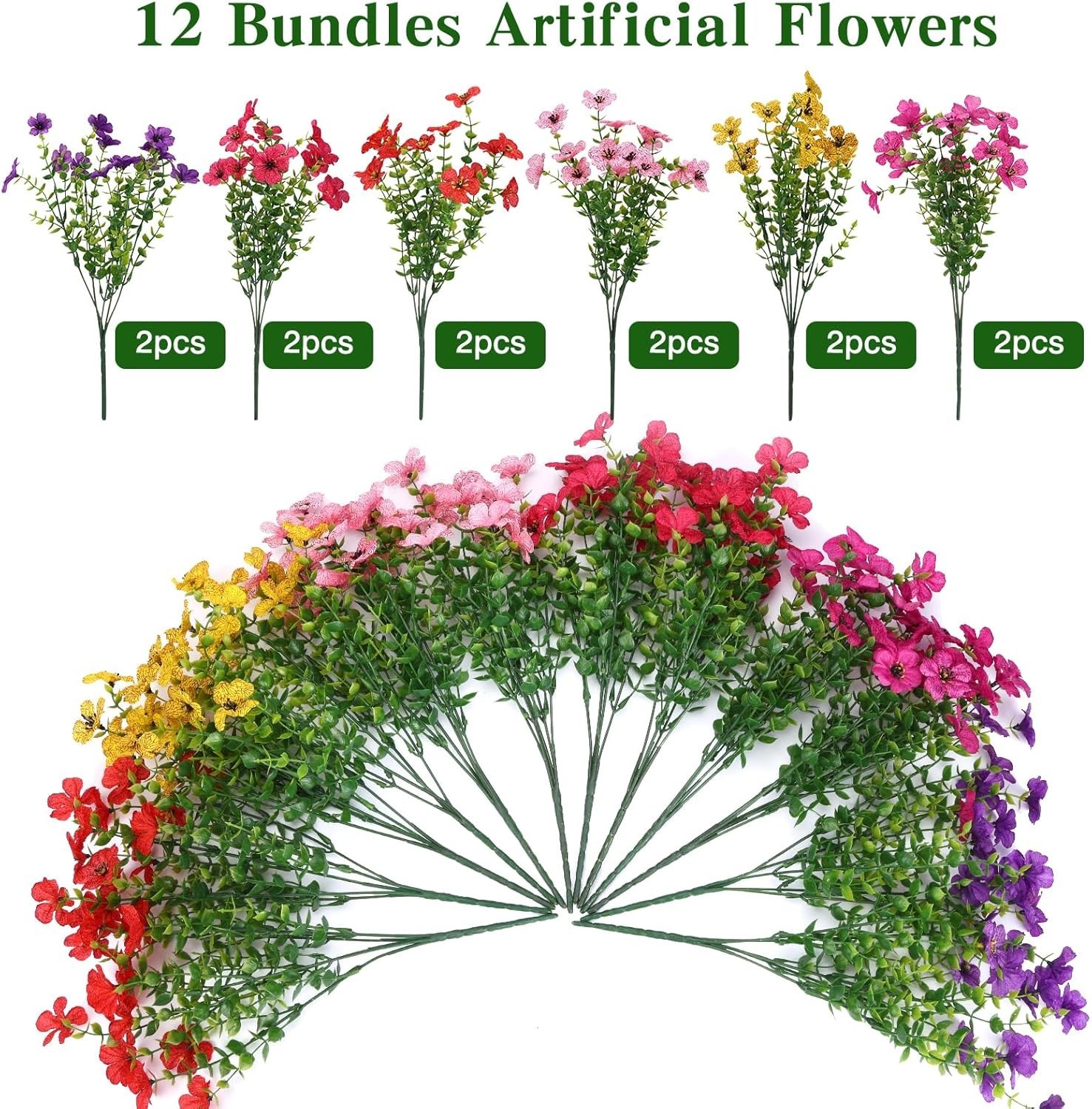 12 Count Faux Daisy Bundles – Weatherproof Floral Decor for -Round Beauty