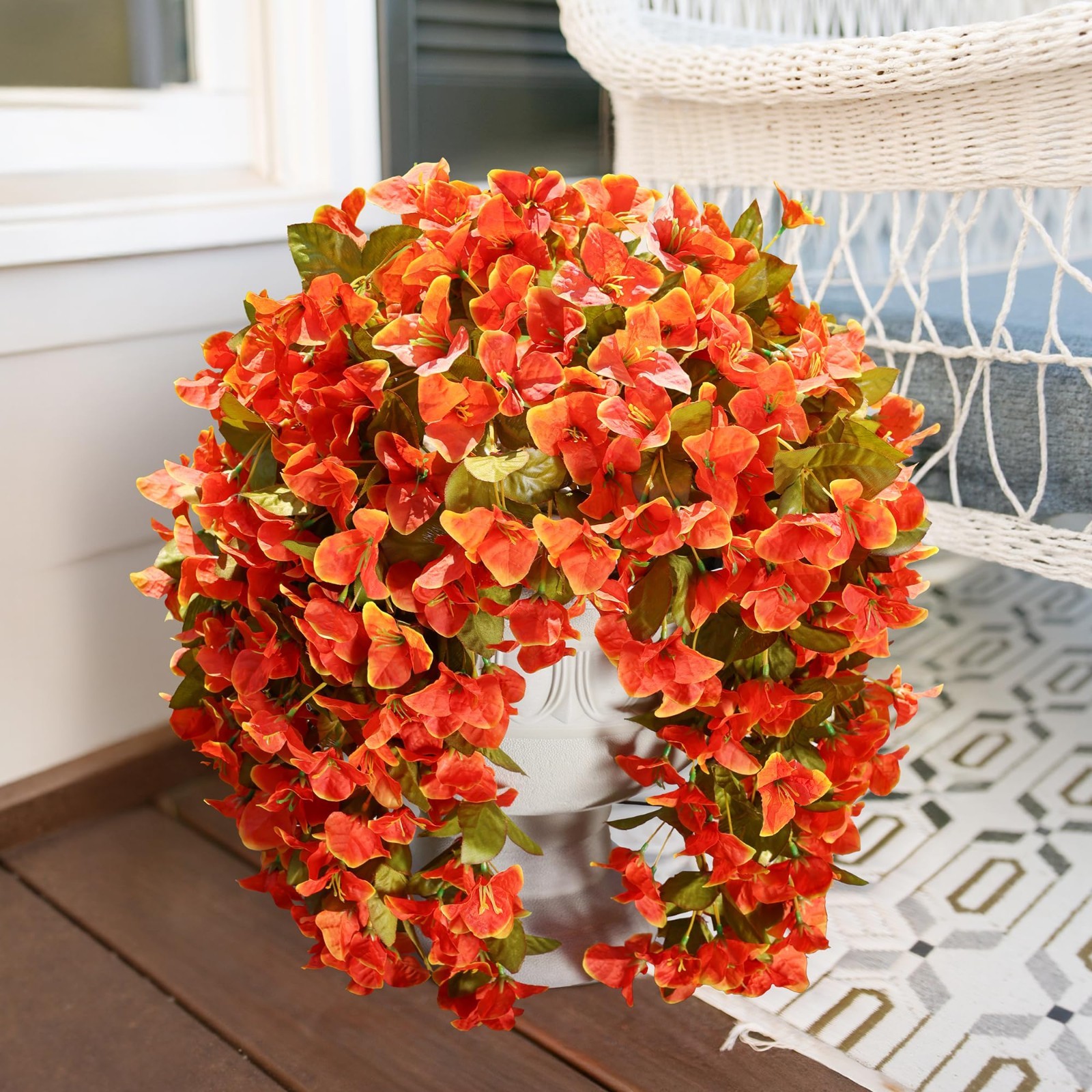 2 Pcs UV Resistant Bougainvillea Faux Silk Flowers – Long Trailing Vines for Out