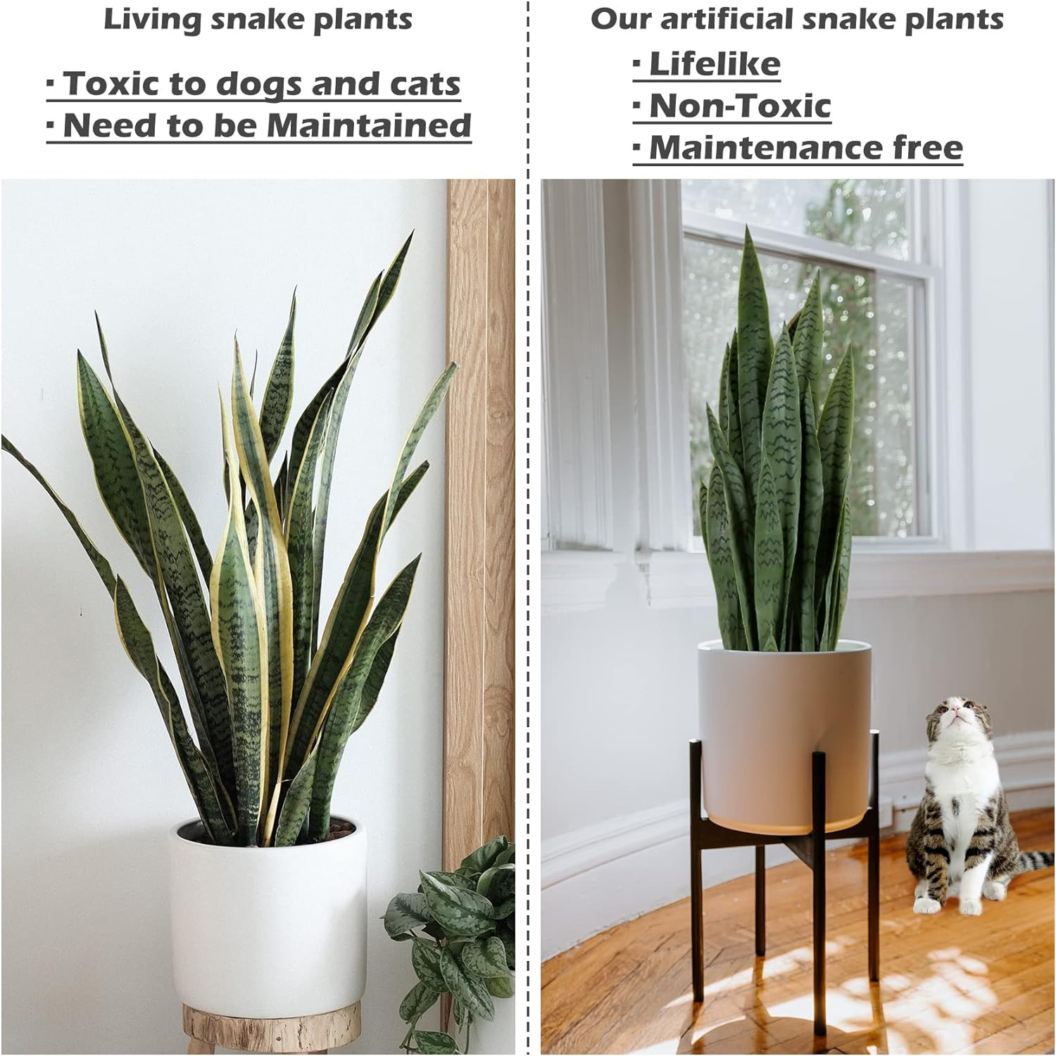 Worth Garden 3Ft Artificial Snake Plant Fake Sansevieria Indoor Outdoor, 28 Thic
