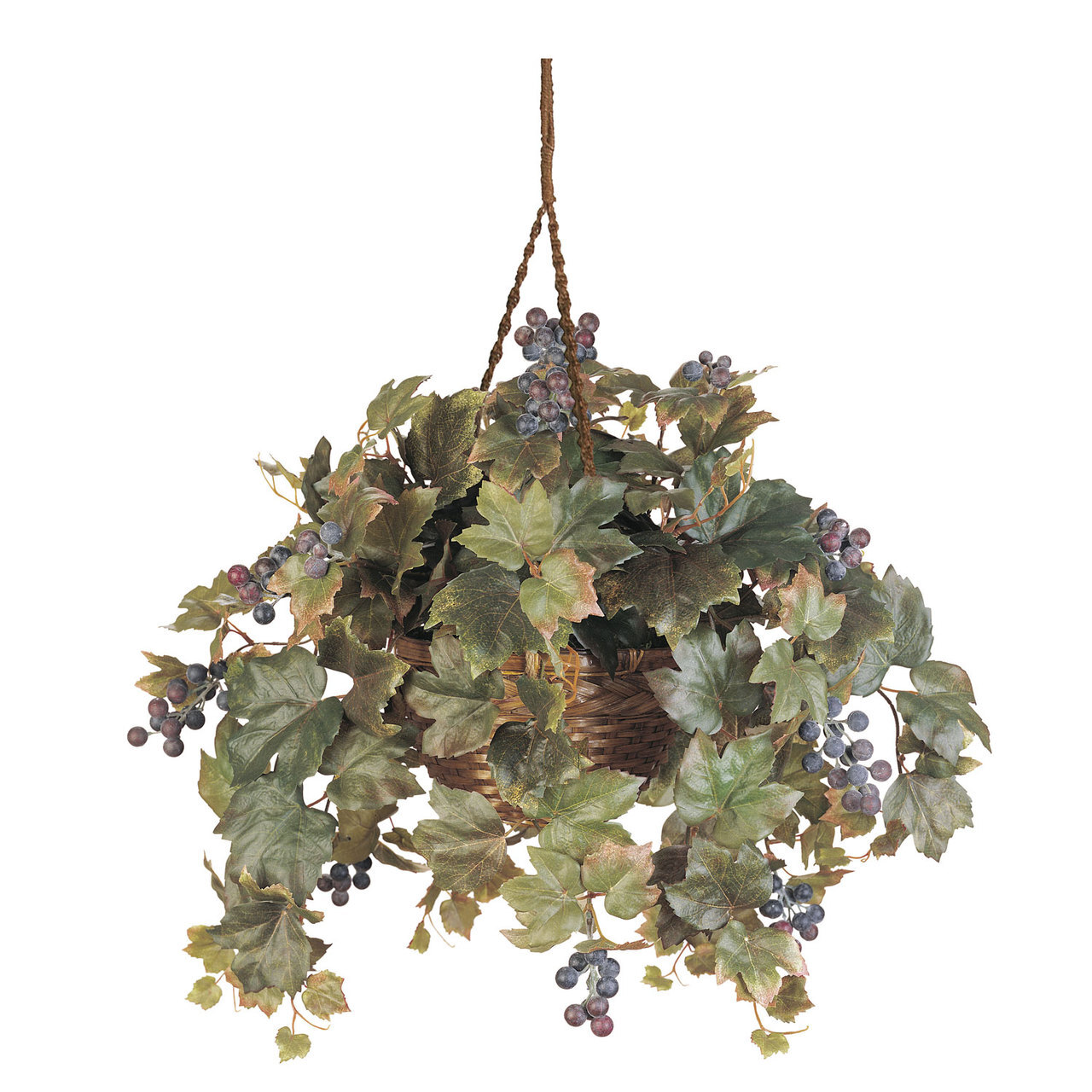 Silk Grape Leaf Hanging Basket Artificial Fake Plant