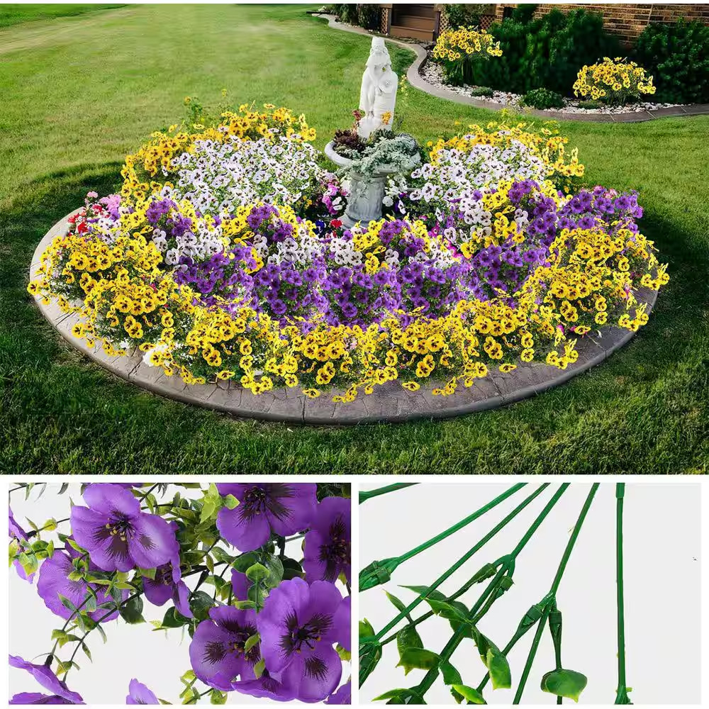 14.18 In. Artificial Silk Pansies Flowers for Outdoor Indoor, 18 Pcs, Multicolor