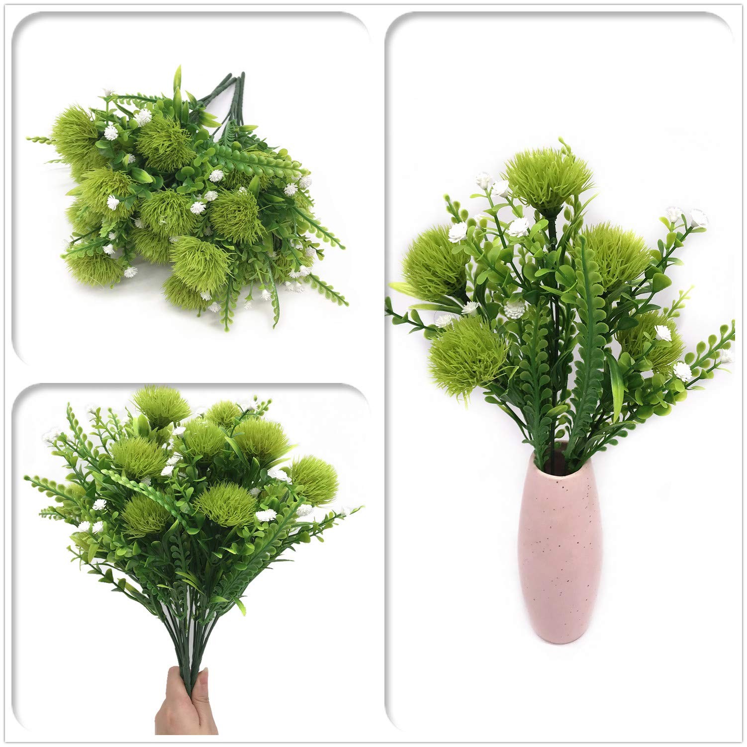 Artificial Flowers, Plastic Plants Dandelion Shrubs Grass Fake Bushes Home Ga…