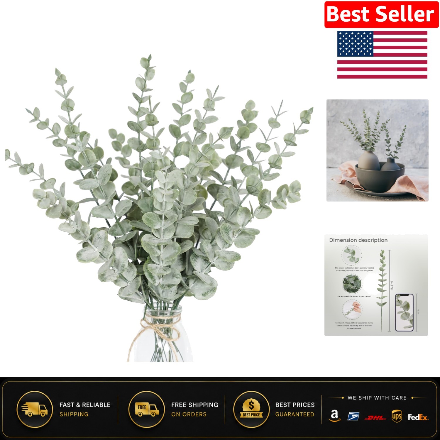 Versatile 18pcs Eucalyptus Stems for Bouquets and Centerpieces – Indoor Use
